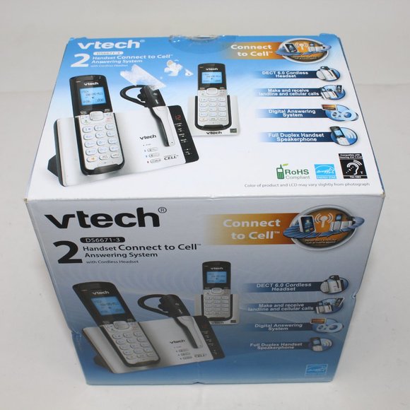 VTech DS6771-3 Two Handset Connect To Cell Answering System w/ Cordless Headset - Picture 2 of 7